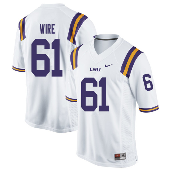 Men #61 Cameron Wire LSU Tigers College Football Jerseys Sale-White